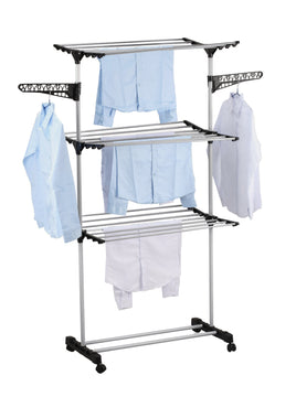 Folding 3 Tier Clothes Laundry Drying Rack with Stainless Steel Tubes for Indoor & Outdoor Home Home & Garden Kings Warehouse 