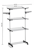 Folding 3 Tier Clothes Laundry Drying Rack with Stainless Steel Tubes for Indoor & Outdoor Home Home & Garden Kings Warehouse 