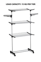 Folding 3 Tier Clothes Laundry Drying Rack with Stainless Steel Tubes for Indoor & Outdoor Home Home & Garden Kings Warehouse 