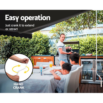 Folding Arm Awning Outdoor Awning Canopy Retractable 5Mx3M Grey Summer Sale Kings Warehouse 