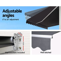 Folding Arm Awning Outdoor Awning Retractable Sunshade 2.5Mx2M Grey Kings Warehouse 