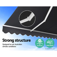 Folding Arm Awning Outdoor Awning Retractable Sunshade 2.5Mx2M Grey Kings Warehouse 