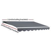 Folding Arm Awning Outdoor Awning Retractable Sunshade 2.5Mx2M Grey Kings Warehouse 