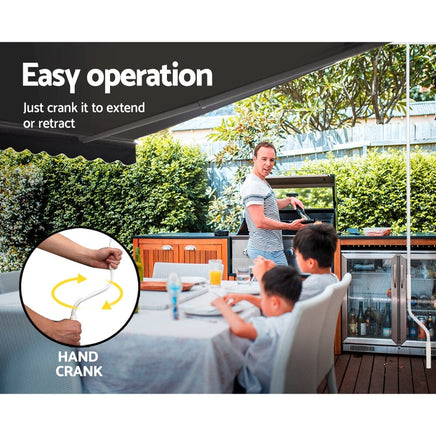 Folding Arm Awning Outdoor Awning Retractable Sunshade 2.5Mx2M Grey Kings Warehouse 