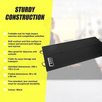 Folding Black Exercise Mat – Gymnastics, Martial Arts, Yoga, Karate & Judo Training Sports & Fitness Kings Warehouse 