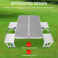 Folding Camping Table with Stools Set Portable Picnic Outdoor Garden BBQ Setting Outdoor Kings Warehouse 