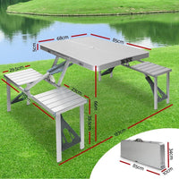 Folding Camping Table with Stools Set Portable Picnic Outdoor Garden BBQ Setting Outdoor Kings Warehouse 