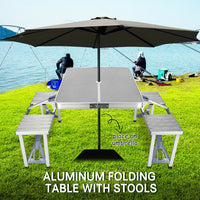 Folding Camping Table with Stools Set Portable Picnic Outdoor Garden BBQ Setting Outdoor Kings Warehouse 