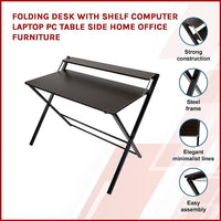 Folding Desk with Shelf Computer Laptop PC Table Side Home Office Furniture Furniture Kings Warehouse 