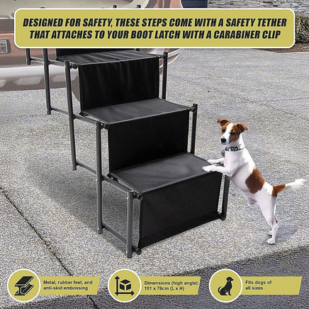 Folding Pet Dog Car Boot Access Steps Ladder Stairs Strong Lightweight Pet Care Kings Warehouse 