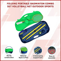 Folding Portable Badminton Combo Set Volleyball Net Outdoor Sports Gift & Novelty Kings Warehouse 