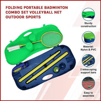 Folding Portable Badminton Combo Set Volleyball Net Outdoor Sports Kings Warehouse 