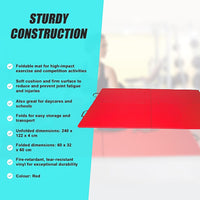 Folding Red Exercise Mat – Gymnastics, Martial Arts, Yoga, Karate & Judo Training Sports & Fitness Kings Warehouse 