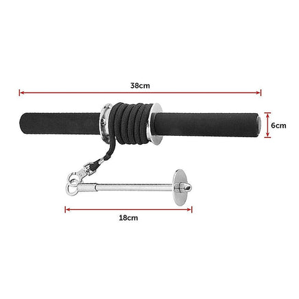Forearm Wrist Grip Strength Roller Exercise Bar Home Gym Training Sports & Fitness Kings Warehouse 
