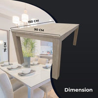 Foxglove Dining Table 150cm Solid Mt Ash Wood Home Dinner Furniture - White dining Kings Warehouse 