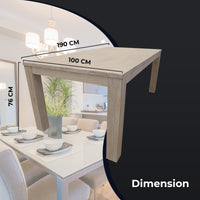 Foxglove Dining Table 190cm Solid Mt Ash Wood Home Dinner Furniture - White dining Kings Warehouse 