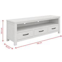 Foxglove ETU Entertainment TV Unit 166cm 3 Drawer Solid Mt Ash Wood - White living room Kings Warehouse 