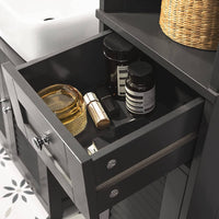 Freestanding Tall Bathroom Cabinet 170 x 32 x 30 cm (Black) Kings Warehouse 
