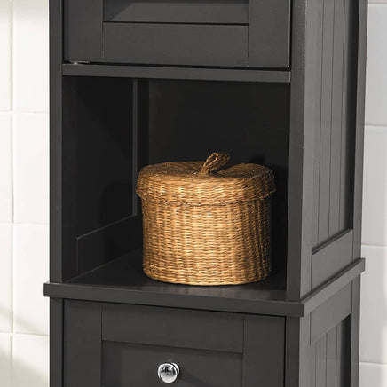 Freestanding Tall Bathroom Cabinet 170 x 32 x 30 cm (Black) Kings Warehouse 