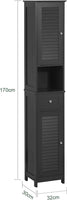 Freestanding Tall Bathroom Cabinet 170 x 32 x 30 cm (Black) Kings Warehouse 
