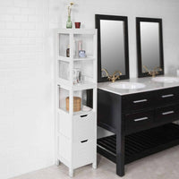 Freestanding Tall Cabinet with Standing Shelves and Drawers Kings Warehouse 