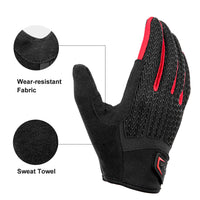 Full Finger MTB Gloves Large Size for Mountain Road Bike Breathable Red Rockbros Unisex Device Friendly Finger Material Anti Slip Kings Warehouse 