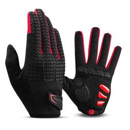 Full Finger MTB Gloves Medium Sizefor Mountain Road Bike Breathable Red Rockbros Unisex Device Friendly Finger Material Anti Slip Kings Warehouse