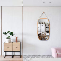Full Length Bathroom Wall Mount Hanging Bamboo Frame Mirror Adjustable Strap Wall Mirror Home Decor Kings Warehouse 