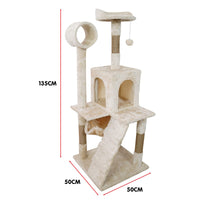 Furtastic 135cm Cat Tree Scratching Post - Beige Kings Warehouse 