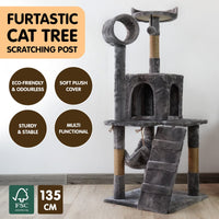 Furtastic 135cm Cat Tree Scratching Post - Dark Grey Kings Warehouse 