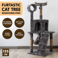 Furtastic 135cm Cat Tree Scratching Post - Dark Grey Kings Warehouse 