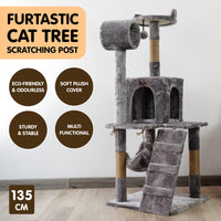 Furtastic 135cm Cat Tree Scratching Post - Silver Grey Kings Warehouse 