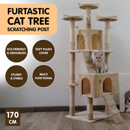 Furtastic 170cm Cat Tree Scratching Post - Beige Kings Warehouse 