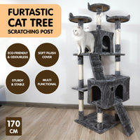 Furtastic 170cm Cat Tree Scratching Post - Dark Grey Kings Warehouse 