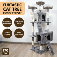 Furtastic 170cm Cat Tree Scratching Post - Silver Grey Kings Warehouse 