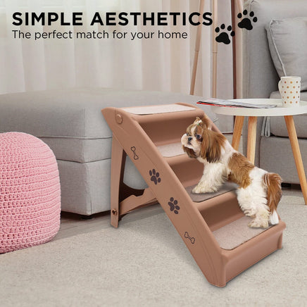 Furtastic 50cm Foldable Step Ladder Stairs - Brown Kings Warehouse 