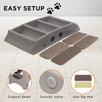 Furtastic Foldable Pet Stairs in Grey - 50cm Dog Ladder Cat Ramp with Non-Slip Mat for Indoor and Outdoor Use Kings Warehouse 