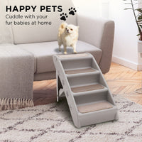 Furtastic Foldable Pet Stairs in Grey - 50cm Dog Ladder Cat Ramp with Non-Slip Mat for Indoor and Outdoor Use Kings Warehouse 