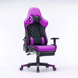 Gaming Chair Ergonomic Racing chair 165° Reclining Gaming Seat 3D Armrest Footrest Purple Black Furniture Kings Warehouse 