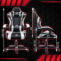 Gaming Chair Office Computer Seating Racing PU Executive Racer Recliner Large Black Furniture Kings Warehouse 