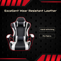Gaming Chair Office Computer Seating Racing PU Executive Racer Recliner Large Black Kings Warehouse 