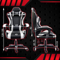 Gaming Chair Office Computer Seating Racing PU Executive Racer Recliner Large Black Red Kings Warehouse 