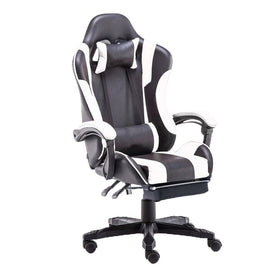 Gaming Chair Office Computer Seating Racing PU Executive Racer Recliner Large Black White Furniture Kings Warehouse 