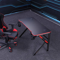 Gaming Desk Desktop PC Computer Desks Desktop Racing Table Office Laptop Home K-Shaped Legs Black 140cm Furniture Kings Warehouse 