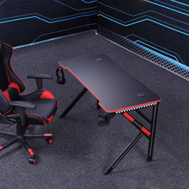 Gaming Desk Desktop PC Computer Desks Desktop Racing Table Office Laptop Home K-Shaped Legs Black 140cm Furniture Kings Warehouse 
