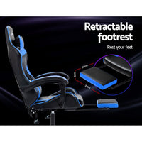 Gaming Office Chair Recliner Footrest Blue Furniture Kings Warehouse 