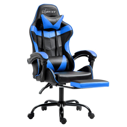 Gaming Office Chair Recliner Footrest Blue Furniture Kings Warehouse 