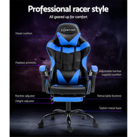 Gaming Office Chair Recliner Footrest Blue Furniture Kings Warehouse 