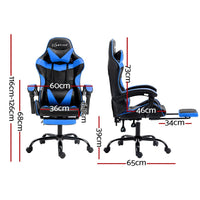 Gaming Office Chair Recliner Footrest Blue Furniture Kings Warehouse 