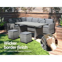 Garden 9-Seater Outdoor Dining Set Patio Furniture Wicker Lounge Table Chairs Big Discounts on Christmas Entertaining Kings Warehouse 